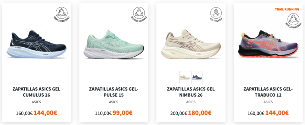 zapatillas asics de running para mujer