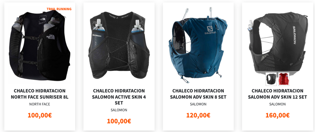 chalecos para hidratarse en carrera de montaña