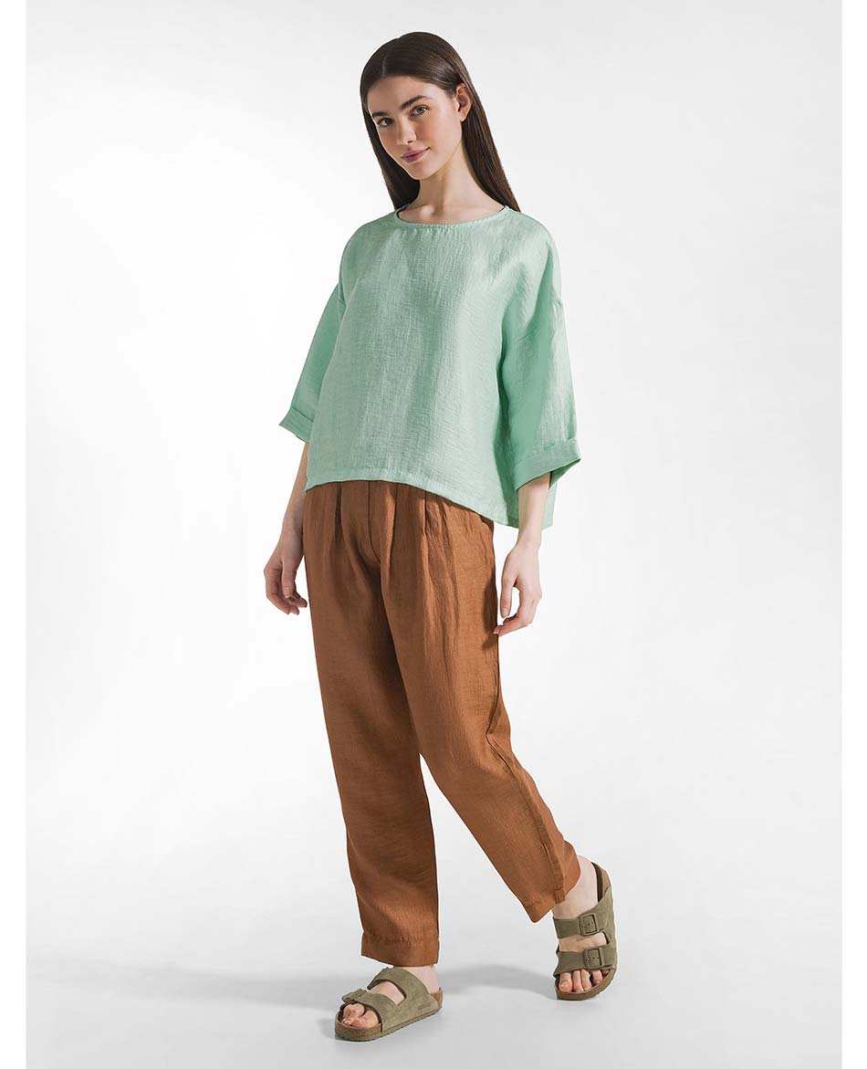 DEHA PANTALONES DEHA SHINY LINEN STRAIGHT