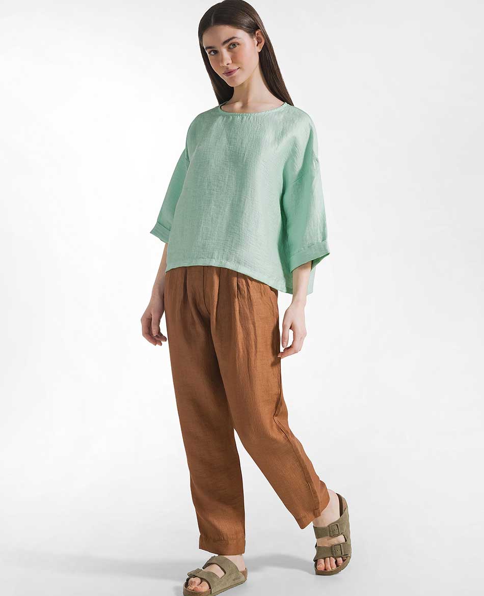 DEHA PANTALONES DEHA SHINY LINEN STRAIGHT