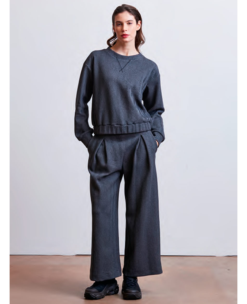 DEHA PANTALON DEHA ANCHO DE MATELASSE CON PINZAS