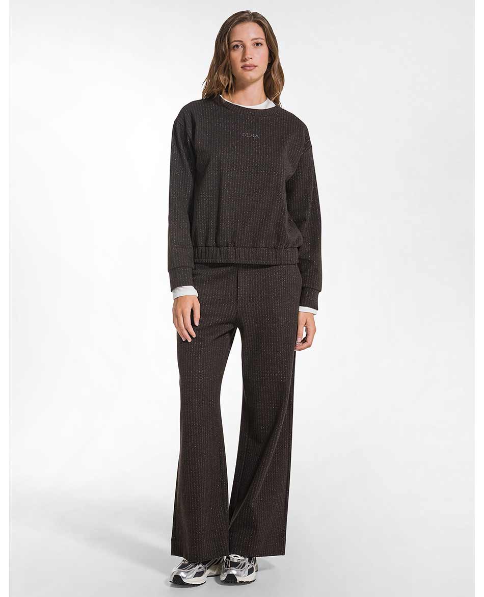 DEHA PANTALON  DEHA HERRINGBONE LUREX JACQUARD PALAZZO